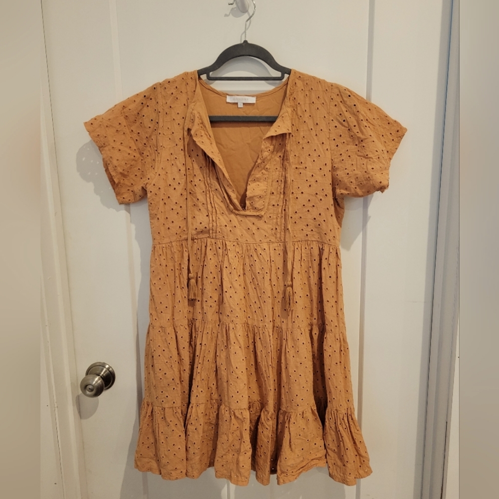 Olivaceous Eyelet Mini Dress S